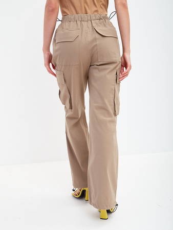 Брюки карго летние женские широкие штаны с карманами