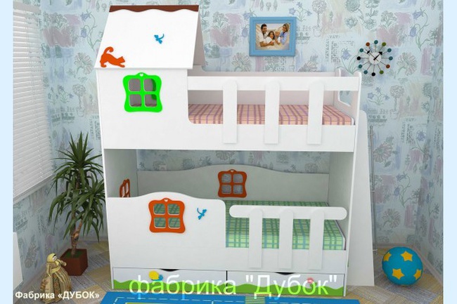 КРОВАТЬ ДВУХЪЯРУСНАЯ «СКАЗОЧНЫЙ ДОМИК», ДЕТСКАЯ