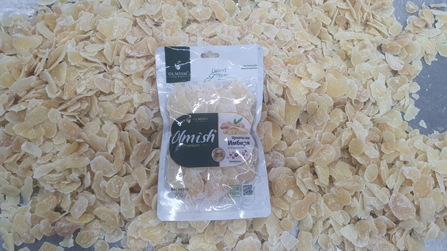 %3 şekerli kurutulmuş zencefil. OLMISH fabrikalarından kurutulmuş meyveler