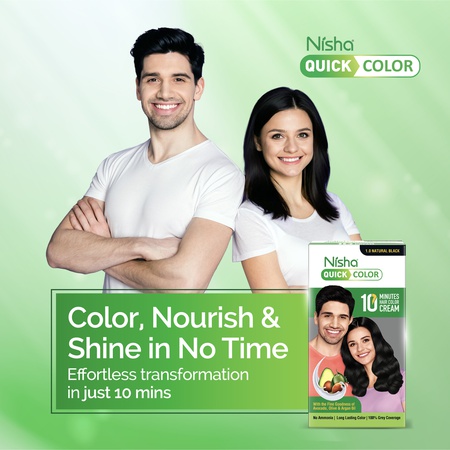 Nisha Quick Creme Hair Colour for Women & Men - 1.0 Natural Black