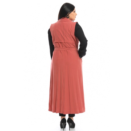 Büyük Beden Kemerli Uzun Yelek