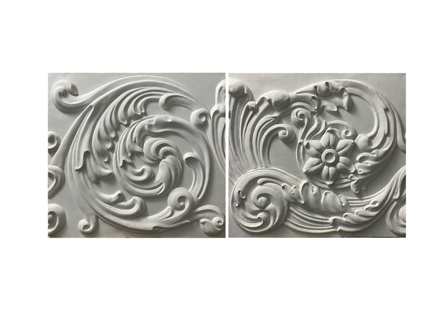 Duvardaki alçı 3D panel. x 2 ayarla