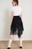 Pleated Asymmetric Cut Tulle Skirt