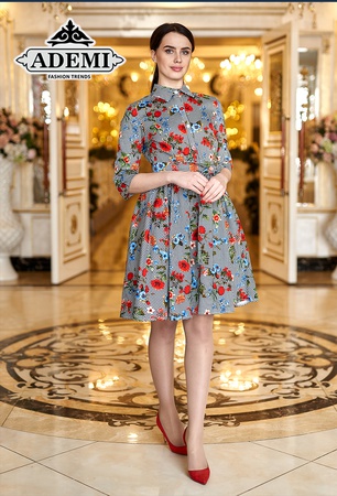 Dress with a collar with buttons in front, 3/4 sleeves Cotton fabric 90% Price RUB 950 RUB 44-50