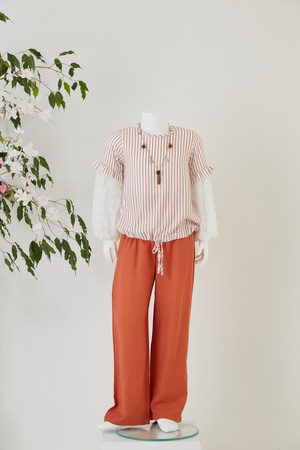 Şifon Kollu Bluz Pantolon