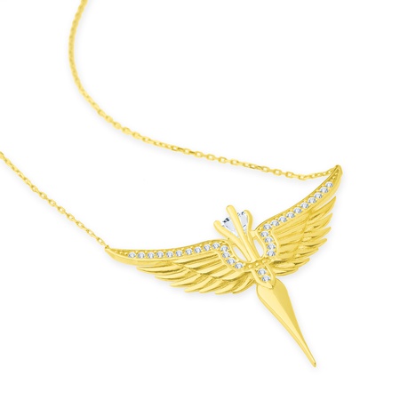 Even & Pétra 14 Ayar Altın Tek Taşlı Mikail Meleği Kolye