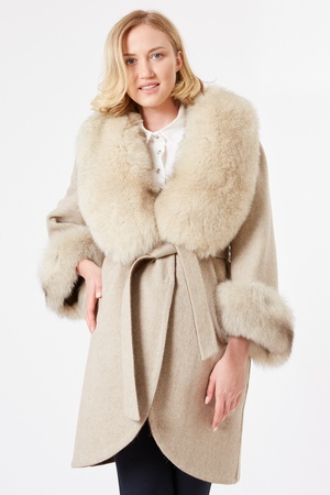 Double-Faced Cashmere Coat / Collar and Cuffs Fox Fur Coat - Relaxed Fit