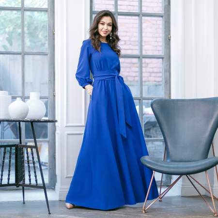 5130 - Платье макси (цвет: Бежевый, бордо, зеленый, желтый, голубой, синий, кофе, красный, мята, пурпурный, сиреневый)