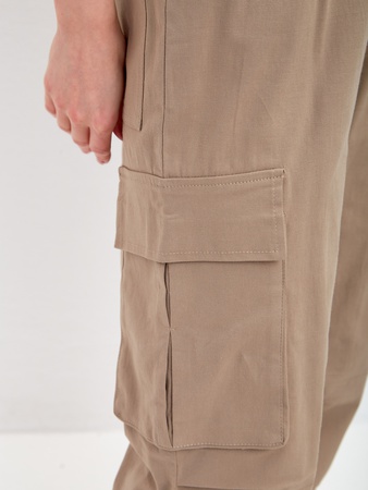 Брюки карго летние женские широкие штаны с карманами