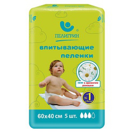 Пелёнки впитывающие с ароматом ромашки, 60х40 см