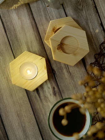 Подсвечник Шестиугольник, размер 80мм, в комплекте 3шт