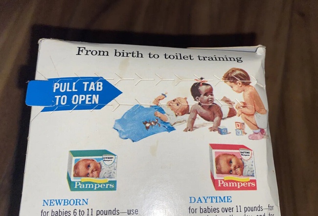 老式帮宝适 Overnight 1974 蓝盒婴儿尿布