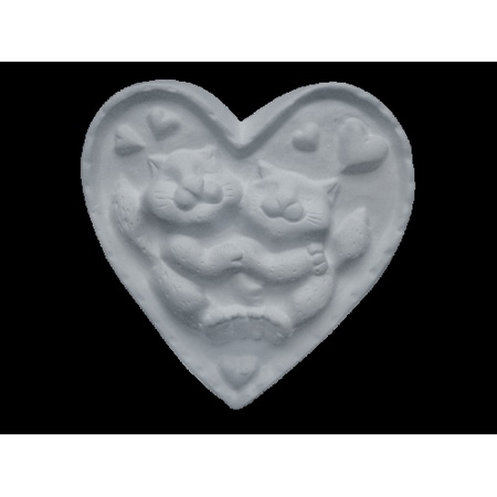 Гипсовое панно для раскрашивания Сердце с котами (