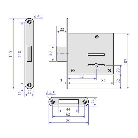 Düz cıvatalı ZV8-6A seviyeli gömme kilit