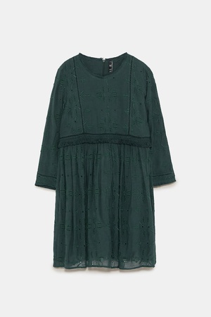 Jumpsuit dress with cutwork embroidery