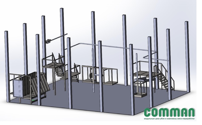 Equipment for the slaughter of cattle, mrs, horses, pigs, poultry rabbits