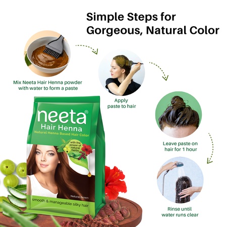 Henna Powder for Hair, 125g, Natural Hair Color with Amla, Shikakai, Heena, Aloe Vera & Hibiscus for Smooth, Silky Shine