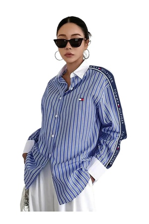 Спортивная рубашка широкого кроя Tommy Hilfiger из органического хлопка