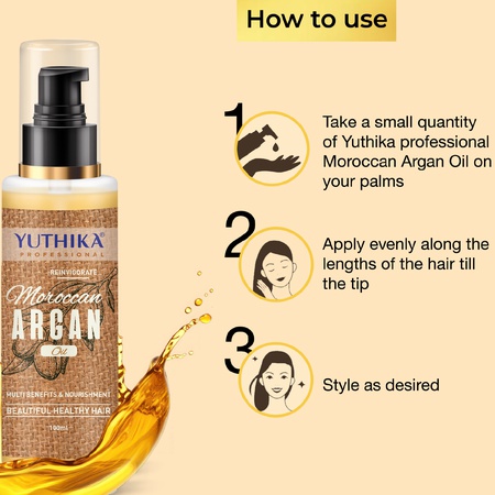 YUTHIKA Argan Oil Hair Serum - Moroccan Oil 100ml - Ultra-Smooth, Enhanced Shine, Intense Softness, Tames Frizz