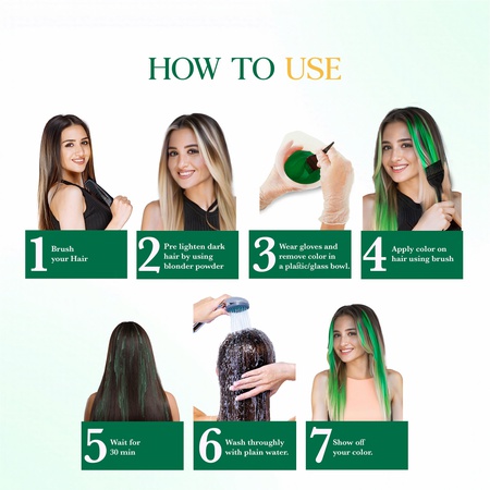 Cosglam Semi Permanent Hair Color for Women & Men, (120gm, Crazy Green)