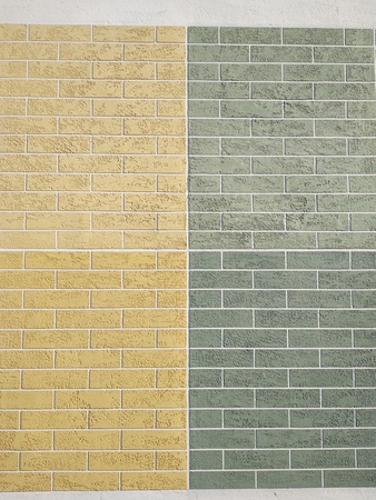 Liquid travertine, mineral chips, flock