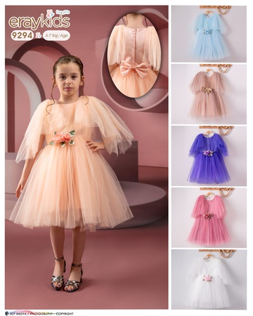 ÇİÇEK NAKIŞLI 4-7 YAŞ ABİYE ELBİSE