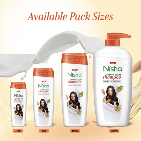 Nisha Almond and Olive Shampoo for Women & Men 650ml for Silky, Shiny and Smooth Hair, Prevents Damage & Split Ends, Deep Nourishment All Hair Types
