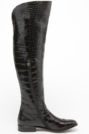 Черные ботфорты под крокодила s028