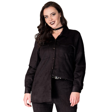 Büyük Beden Fitil Kadife Gömlek