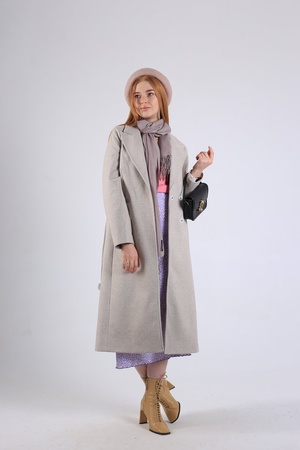 Women's maxi coat with a buckle. # 37