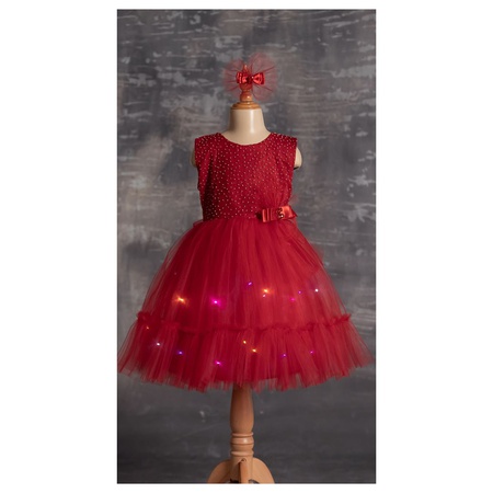 Toptan Işıklı Kız Çocuk Elbisesi 5-8Y