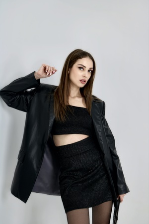 Пиджак, юбка из эко кожи