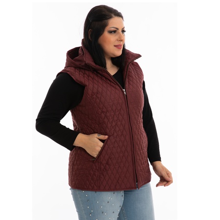 Büyük Beden Kapşonlu Kapitone Yelek