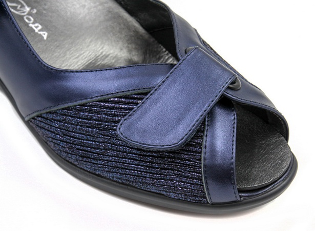 Синие Летние туфли из натуральной кожи Арт: 8313 синий