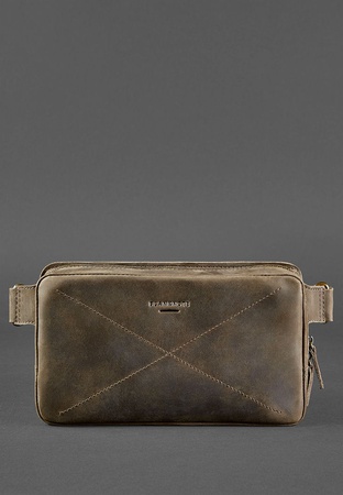 Кожаная поясная сумка Dropbag Maxi темно-коричневая