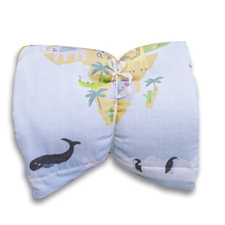 100 x 120 CM Learning With Animals Muslin 100% Organic Cotton Play Rug