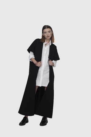 Black Wave Wrap Dress, Black