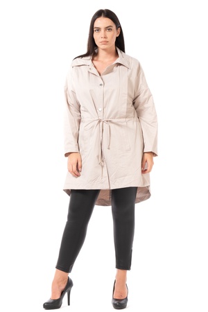 Büyük Beden Beli Büzgülü Parka