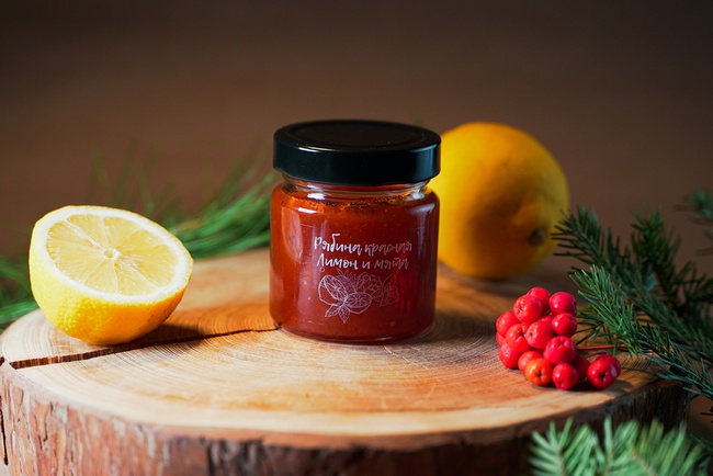 Джем - рябина красная, лимон и мята / ДАРЫ-ЮГРЫ-ХМАО / 200 гр
