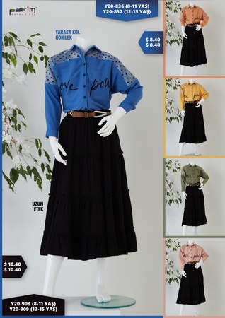 Yarasa Kol Kız Çocuk Gömlek / Uzun Etek