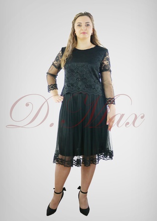 Арт. 221, р.50-56. Платье Гипюр+сетка+гофре