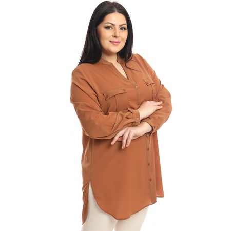 Büyük Beden Klasik Krep Gömlek