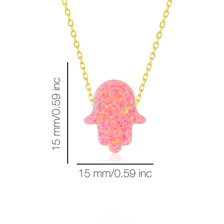 Even & Pétra 14 Ayar Altın Fatmanın Eli Pembe Opal Kolye