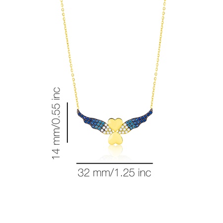 Even & Pétra 14 Ayar Altın Taşlı Kanatlı Kalp Kolye