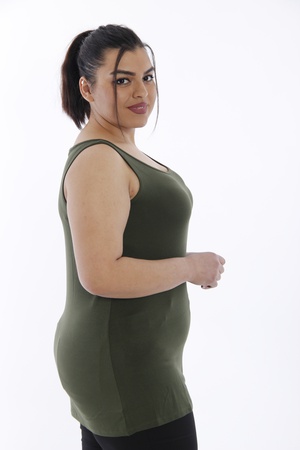 Спортсмен большого размера с нулевым рукавом - хаки (1)