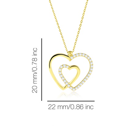 Even & Pétra 14 Ayar Altın Taşlı Kalp İçinde Kalp Kolye