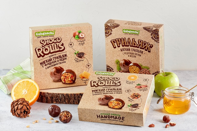 Конфеты Galagancha Shoco Rolls Мягкий грильяж с арахисом/фундуком