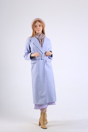 Women's maxi coat with a buckle. # 37