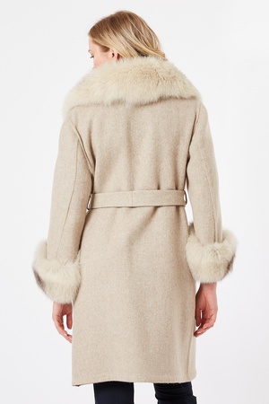 Double-Faced Cashmere Coat / Collar and Cuffs Fox Fur Coat - Relaxed Fit