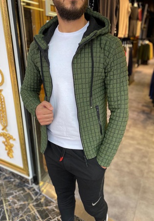 Жаккардовая стеганая ткань, молния по всей длине, толстовка / пуловер / толстовки с капюшоном